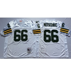 Men Green Bay Green Bay Packers 66 Ray Nitschke White M&N Throwback Jersey