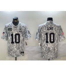 Men Green Bay Packers 10 Jordan Love 2024 F U S E Arctic Camo Salute To Service Limited Stitched Football Jersey