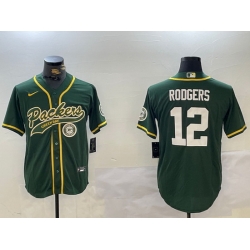 Men Green Bay Packers 12 Aaron Rodgers Green Cool Base Stitched Baseball Jersey