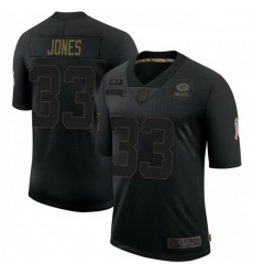 Men Nike Green Bay Packers 33 Aaron Jones 2020 Black Salute To Service Jersey