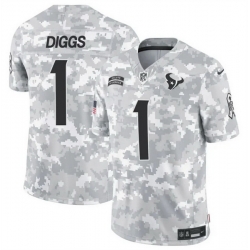 Men Houston Texans 1 Stefon Diggs 2024 F U S E Arctic Camo Salute To Service Limited Stitched Football Jersey