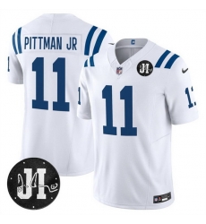 Men Indianapolis Colts 11 Michael Pittman Jr  White 2025 F U S E  Jim Irsay Patch Vapor Limited Stitched Football Jersey Men Indianapolis Colts 11 Michael Pittman Jr  White 2025 F U S E  Jim Irsay Patch Vapor Limited Stitched Football Jersey