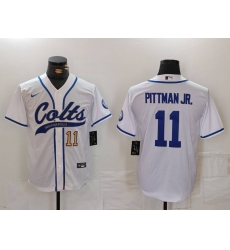 Men Indianapolis Colts 11 Michael Pittman Jr  White Cool Base Stitched Baseball Jersey 2