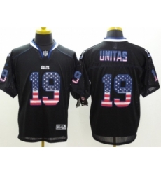 Nike Indianapolis Colts 19 Johnny Unitas Black Elite USA Flag Fashion NFL Jersey