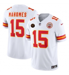 Men   Kansas City Chiefs 15 Patrick Mahomes White 2025 F U S E  John Madden Patch Vapor Untouchable Limited Stitched Football Jersey
