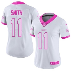 Nike Chiefs #11 Alex Smith White Pink Womens Stitched NFL Limited Rush Fashion Jersey Nike Chiefs #11 Alex Smith White Pink Womens Stitched NFL Limited Rush Fashion Jersey