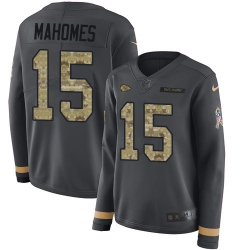Nike Chiefs #15 Patrick Mahomes Anthracite Salute to Service Women Stitched NFL Limited Therma Long Sleeve Jersey Nike Chiefs #15 Patrick Mahomes Anthracite Salute to Service Women Stitched NFL Limited Therma Long Sleeve Jersey