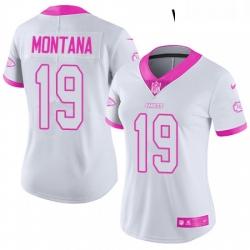 Womens Nike Kansas City Chiefs 19 Joe Montana Limited WhitePink Rush Fashion NFL Jersey Womens Nike Kansas City Chiefs 19 Joe Montana Limited WhitePink Rush Fashion NFL Jersey