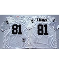 Men Las Vegas Raiders 81 Tim Brown White M&N Throwback Jersey