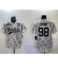 Men Las Vegas Raiders 98 Maxx Crosby 2024 Arctic Camo Salute To Service Stitched Baseball Jersey 2