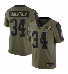 Men's Las Vegas Raiders Bo Jackson Nike Olive 2021 Salute To Service Retired Player Limited Jersey