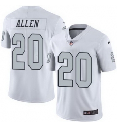 Nike Raiders #20 Nate Allen White Mens Stitched NFL Limited Rush Jersey