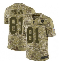 Nike Raiders #81 Tim Brown Camo Mens Stitched NFL Limited 2018 Salute To Service Jersey