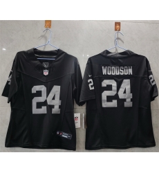 Women Las Vegas Raiders 24 Charles Woodson Black 2025 F U S E  Vapor Stitched Jersey  Women Las Vegas Raiders 24 Charles Woodson Black 2025 F U S E  Vapor Stitched Jersey