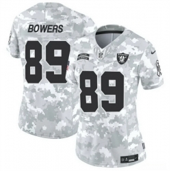 Women Las Vegas Raiders 89 Brock Bowers 2024 F U S E Arctic Camo Salute To Service Limited Stitched Jersey