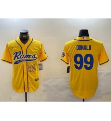 Men Los Angeles Rams 99 Aaron Donald yellow Cool Base Stitched Baseball Jersey 2