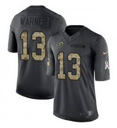 Nike Rams #13 Kurt Warner Black Mens Stitched NFL Limited 2016 Salute to Service Jersey