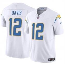 Men Los Angeles Chargers 12 Derius Davis White 2024 F U S E Vapor Limited Stitched Football Jersey