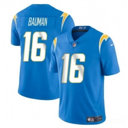 Men Los Angeles Chargers 16 Casey Bauman Blue 2024 Vapor Limited Stitched Football Jersey