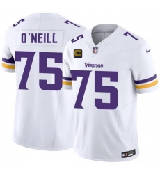Men Minnesota Vikings  75 Brian O Neill White 2026 F U S E  4 Star C Patch Winter Warrior Limited Stitched Jersey