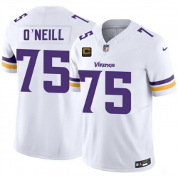Men Minnesota Vikings  75 Brian O Neill White 2026 F U S E  4 Star C Patch Winter Warrior Limited Stitched Jersey