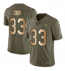 Mens Nike Minnesota Vikings 33 Dalvin Cook Limited OliveGold 2017 Salute to Service NFL Jersey