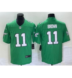 Men Philadelphia Eagles 11 A  J  Brown Green Stitched Football Jersey