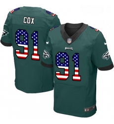 Mens Nike Philadelphia Eagles 91 Fletcher Cox Elite Midnight Green Home USA Flag Fashion NFL Jersey