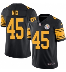 Men Nike Pittsburgh Steelers #45 Roosevelt Nix Black Color Rush Limited Jersey