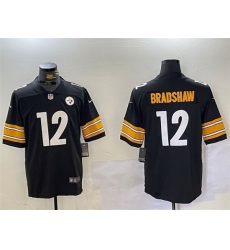 Men Pittsburgh Steelers 12 Terry Bradshaw Black Vapor Untouchable Limited Stitched Football Jersey