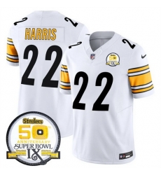 Men Pittsburgh Steelers 22 Najee Harris White 2024 F U S E 50th Anniversary Of Super Bowl IX Alternate Vapor Untouchable Limited Stitched Jersey