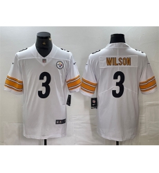 Men Pittsburgh Steelers 3 Russell Wilson White Vapor Untouchable Limited Stitched Jersey