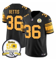 Men Pittsburgh Steelers 36 Jerome Bettis Black 2024 F U S E 50th Anniversary Of Super Bowl IX Color Rush Limited Stitched Jersey