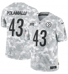 Men Pittsburgh Steelers 43 Troy Polamalu 2024 Arctic Camo Salute To Service Limited Stitched Football Jersey