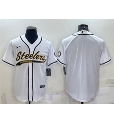 Men Pittsburgh Steelers Blank White With Patch Cool Base Stitched Baseball Jersey