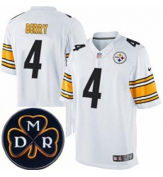 Men's Nike Pittsburgh Steelers #4 Jordan Berry Elite White NFL MDR Dan Rooney Patch Jersey