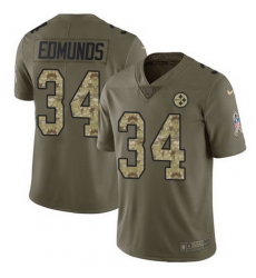 Nike Steelers #34 Terrell Edmunds Olive Camo Mens Stitched NFL Limited 2017 Salute To Service Jersey