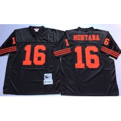 Men San Francisco 49ers 16 Joe Montana Black M&N Throwback Jersey Men San Francisco 49ers 16 Joe Montana Black M&N Throwback Jersey