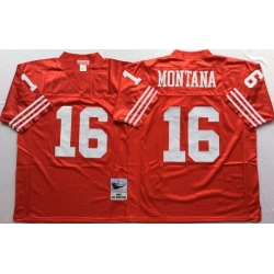 Men San Francisco 49ers 16 Joe Montana Red M&N Throwback Jersey Men San Francisco 49ers 16 Joe Montana Red M&N Throwback Jersey