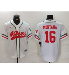 Men San Francisco 49ers 16 Joe Montana White With Patch Cool Base Stitched Baseball Jersey