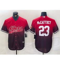 Men San Francisco 49ers 23 Christian McCaffrey Red Black With Patch Cool Base Stitched Baseball Jersey