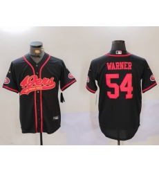 Men San Francisco 49ers 54 Fred Warner Black With Patch Cool Base Stitched Baseball Jersey 2