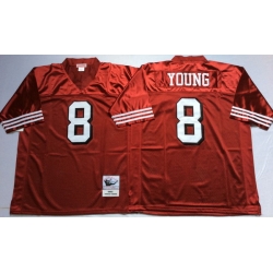 Men San Francisco 49ers 8 Steve Young Red Vintage M&N Jersey Men San Francisco 49ers 8 Steve Young Red Vintage M&N Jersey