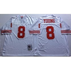 Men San Francisco 49ers 8 Steve Young White M&N Throwback Jersey Men San Francisco 49ers 8 Steve Young White M&N Throwback Jersey