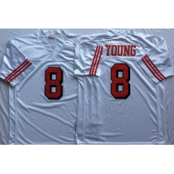 Men San Francisco 49ers 8 Steve Young White Vintage M&N Jersey Men San Francisco 49ers 8 Steve Young White Vintage M&N Jersey