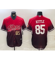 Men San Francisco 49ers  85 George Kittle Red Black With Patch Cool Base Stitched Baseball jerseys 1