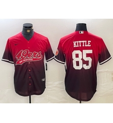 Men San Francisco 49ers  85 George Kittle Red Black With Patch Cool Base Stitched Baseball jerseys