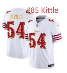 Men San Francisco 49ers George Kittle #85 White Gold 2025 F U S E Rivalries Vapor Limited Stitched Football Jersey