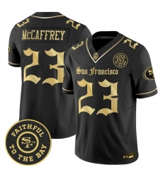 Men San Francisco 49ers Mccaffrey #23 black Gold To The Bay Patch Jersey Men San Francisco 49ers Mccaffrey #23 black Gold To The Bay Patch Jersey