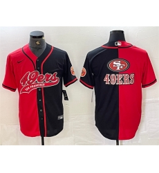 Men San Francisco 49ers Red Black Split Team Big Logo With Patch Cool Base Stitched Baseball Jersey 3